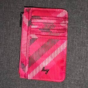 Lug BERRY PLAID slide card holder GUC
